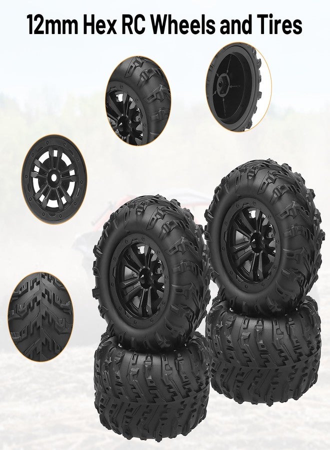 daitoku 12mm Hex Hub RC Wheels and Tires, daitoku 1/16 RC Tires RC Car Wheels for SCY, MJX, WL, HBX 1/16 1/14 RC Cars - Image 4